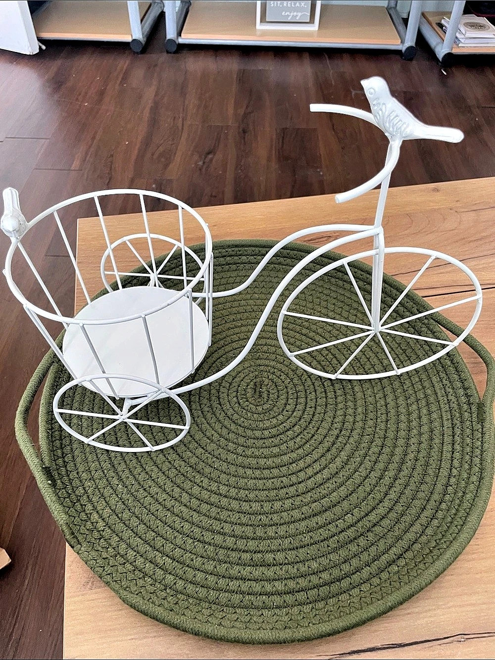 White Bicycle Planter Decor